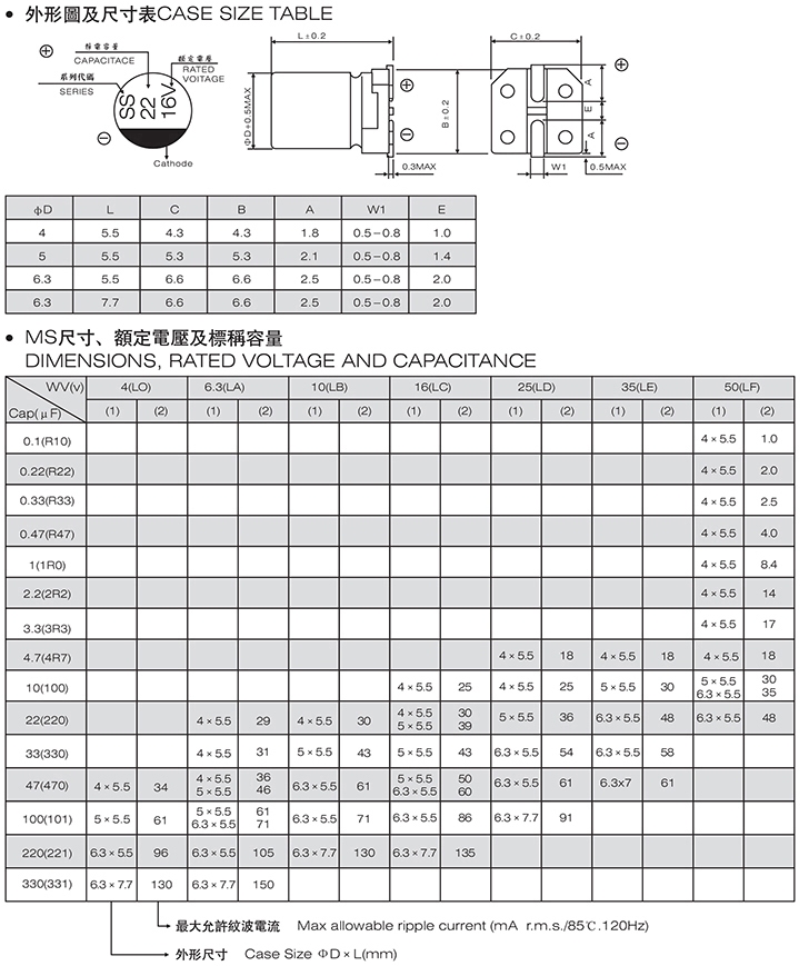 220uf片式铝电解电容